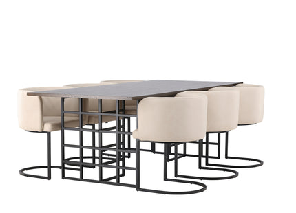 Furniture Fashion Simrishamn & Ystad Matstolar Beige + Rektangulära Matbord 220 x 100 Mocca