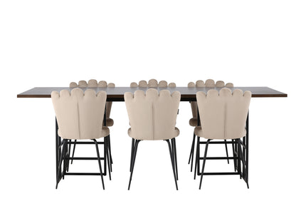 Furniture Fashion Limhamn & Ystad Matstolar 2-pack Beige + Rektangulära Matbord 220 x 100 Mocca