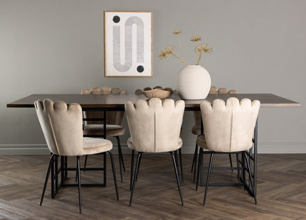 Furniture Fashion Limhamn & Ystad Matstolar 2-pack Beige + Rektangulära Matbord 220 x 100 Mocca