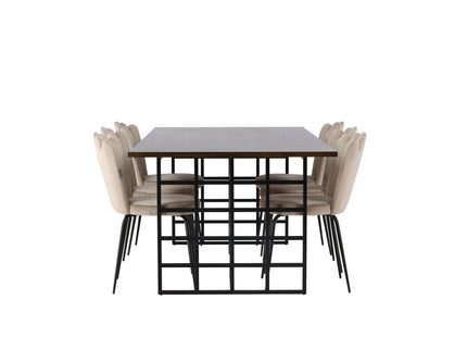 Furniture Fashion Limhamn & Ystad Matstolar 2-pack Beige + Rektangulära Matbord 220 x 100 Mocca