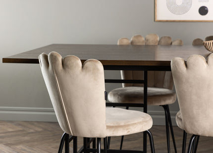 Furniture Fashion Limhamn & Ystad Matstolar 2-pack Beige + Rektangulära Matbord 220 x 100 Mocca