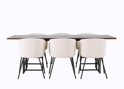 Venture Home & Furniture Fashion Berit & Ystad Matstolar Beige + Rektangulära Matbord 220 x 100 Mocca