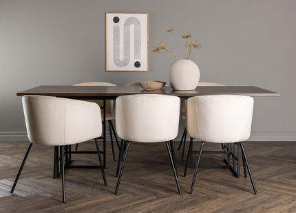 Venture Home & Furniture Fashion Berit & Ystad Matstolar Beige + Rektangulära Matbord 220 x 100 Mocca