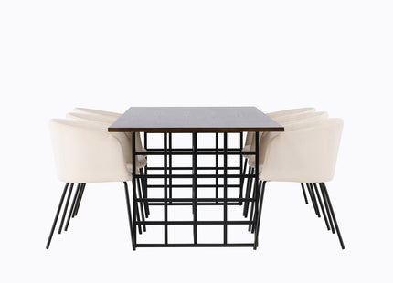 Venture Home & Furniture Fashion Berit & Ystad Matstolar Beige + Rektangulära Matbord 220 x 100 Mocca
