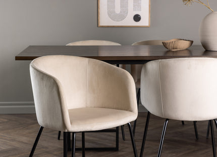 Venture Home & Furniture Fashion Berit & Ystad Matstolar Beige + Rektangulära Matbord 220 x 100 Mocca