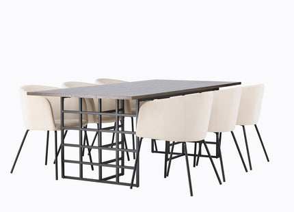 Venture Home & Furniture Fashion Berit & Ystad Matstolar Beige + Rektangulära Matbord 220 x 100 Mocca