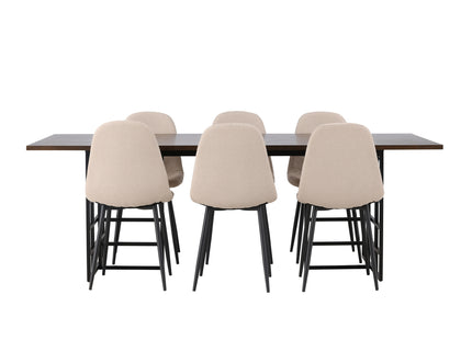 Furniture Fashion & Venture Home Ystad & Polar Rektangulära Matbord 220 x 100 Mocca + Matstolar 2-pack Beige