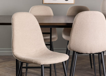 Furniture Fashion & Venture Home Ystad & Polar Rektangulära Matbord 220 x 100 Mocca + Matstolar 2-pack Beige