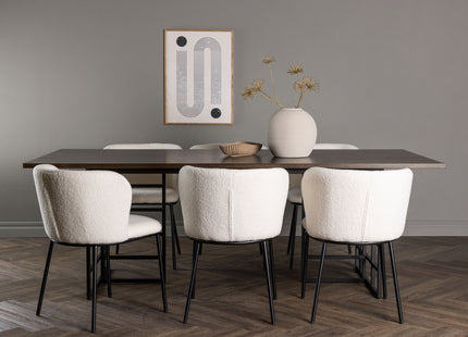 Furniture Fashion & Venture Home Ystad & Edina Rektangulära Matbord 220 x 100 Mocca + Matstolar 2-pack Vit