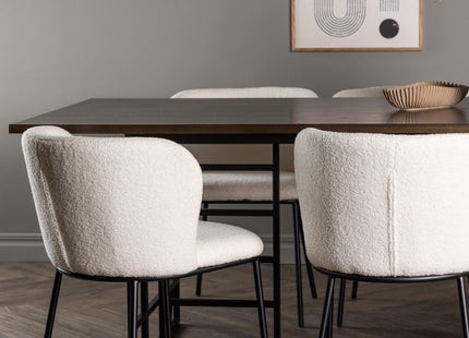 Furniture Fashion & Venture Home Ystad & Edina Rektangulära Matbord 220 x 100 Mocca + Matstolar 2-pack Vit
