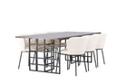 Furniture Fashion & Venture Home Ystad & Edina Rektangulära Matbord 220 x 100 Mocca + Matstolar 2-pack Vit