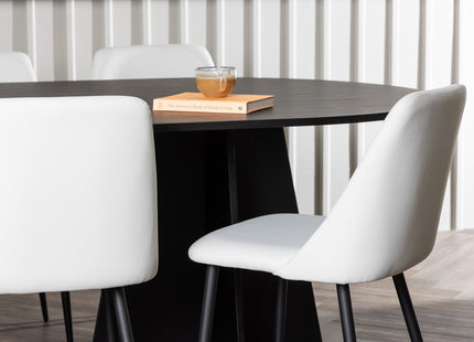 Venture Home Bootcut & Night Ovala Matbord 230 x 115 Svart + Matstolar 2-pack Vit