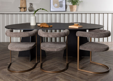 Venture Home Bootcut & Morning Ovala Matbord 230 x 115 Svart + Matstolar 2-pack Brun