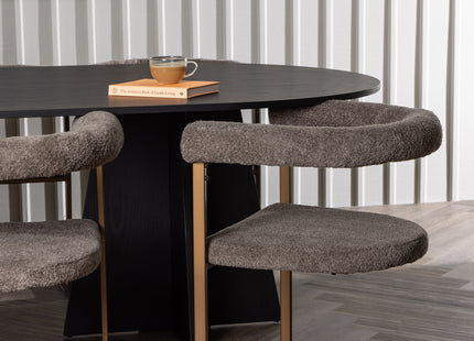 Venture Home Bootcut & Morning Ovala Matbord 230 x 115 Svart + Matstolar 2-pack Brun
