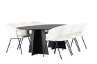 Venture Home Bootcut & Day Ovala Matbord 230 x 115 Svart + Matstolar 2-pack Offwhite