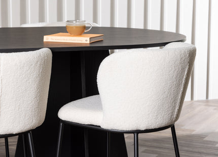 Venture Home Bootcut & Edina Ovala Matbord 230 x 115 Svart + Matstolar 2-pack Vit