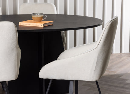 Venture Home Bootcut & Rosie Ovala Matbord 230 x 115 Svart + Matstolar 2-pack Beige