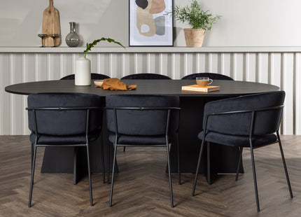 Venture Home Bootcut & Selma Ovala Matbord 230 x 115 Svart + Matstolar 2-pack Svart