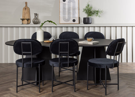 Venture Home Bootcut & Stella Ovala Matbord 230 x 115 Svart + Matstolar 2-pack Svart