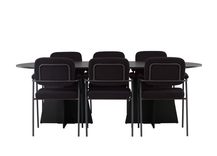 Venture Home Bootcut & Yesterday Ovala Matbord 230 x 115 Svart + Matstolar 2-pack Svart