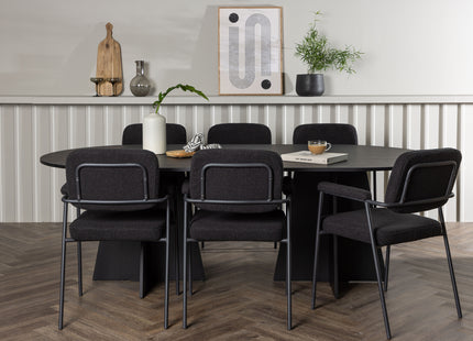 Venture Home Bootcut & Yesterday Ovala Matbord 230 x 115 Svart + Matstolar 2-pack Svart