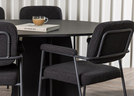Venture Home Bootcut & Yesterday Ovala Matbord 230 x 115 Svart + Matstolar 2-pack Svart