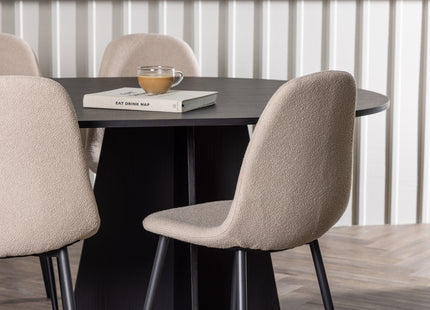 Venture Home Bootcut & Polar Ovala Matbord 230 x 115 Svart + Matstolar 2-pack Beige