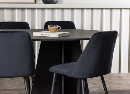 Venture Home Bootcut & Night Ovala Matbord 230 x 115 Svart + Matstolar 2-pack Svart