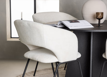 Venture Home Bootcut & Day Runda Matbord ⌀110 Svart + Matstolar 2-pack Offwhite