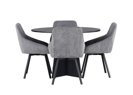 Venture Home Bootcut & Rosie Runda Matbord ⌀110 Svart + Matstolar 2-pack Grå