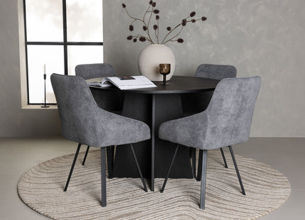 Venture Home Bootcut & Rosie Runda Matbord ⌀110 Svart + Matstolar 2-pack Grå