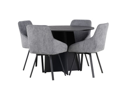 Venture Home Bootcut & Rosie Runda Matbord ⌀110 Svart + Matstolar 2-pack Grå