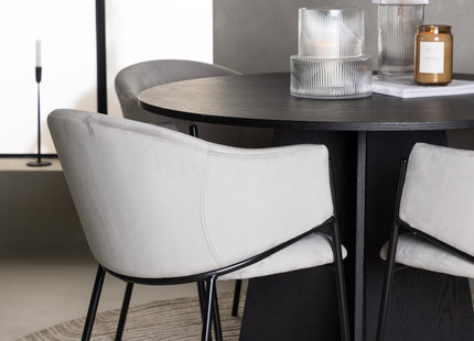 Venture Home Bootcut & Evelina Runda Matbord ⌀110 Svart + Matstolar 2-pack Grå