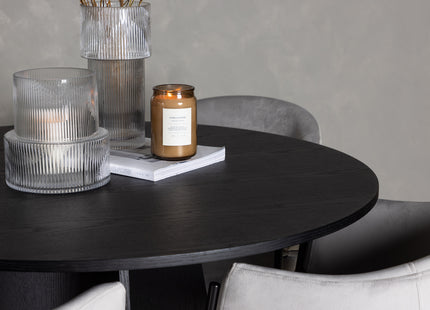 Venture Home Bootcut & Evelina Runda Matbord ⌀110 Svart + Matstolar 2-pack Grå