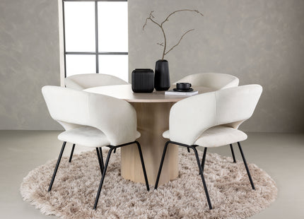Venture Home Olivia & Day Runda Matbord ⌀110 Whitewash + Matstolar 2-pack Offwhite