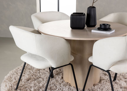 Venture Home Olivia & Day Runda Matbord ⌀110 Whitewash + Matstolar 2-pack Offwhite