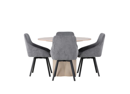 Venture Home Olivia & Rosie Runda Matbord ⌀110 Whitewash + Matstolar 2-pack Grå