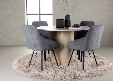 Venture Home Olivia & Rosie Runda Matbord ⌀110 Whitewash + Matstolar 2-pack Grå