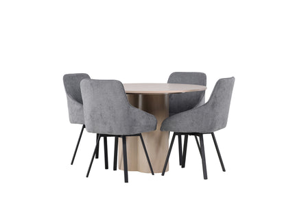 Venture Home Olivia & Rosie Runda Matbord ⌀110 Whitewash + Matstolar 2-pack Grå