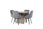Venture Home Olivia & Rosie Runda Matbord ⌀110 Whitewash + Matstolar 2-pack Grå