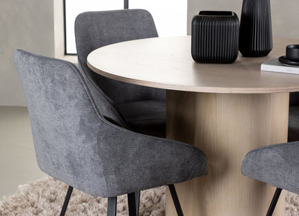 Venture Home Olivia & Rosie Runda Matbord ⌀110 Whitewash + Matstolar 2-pack Grå