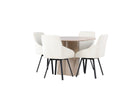 Venture Home Olivia & Rosie Runda Matbord ⌀110 Whitewash + Matstolar 2-pack Beige