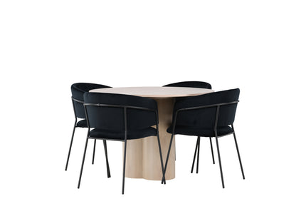 Venture Home Olivia & Selma Runda Matbord ⌀110 Whitewash + Matstolar 2-pack Svart
