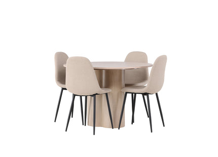 Venture Home Olivia & Polar Runda Matbord ⌀110 Whitewash + Matstolar 2-pack Beige