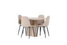 Venture Home Olivia & Polar Runda Matbord ⌀110 Whitewash + Matstolar 2-pack Beige