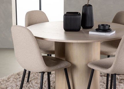 Venture Home Olivia & Polar Runda Matbord ⌀110 Whitewash + Matstolar 2-pack Beige