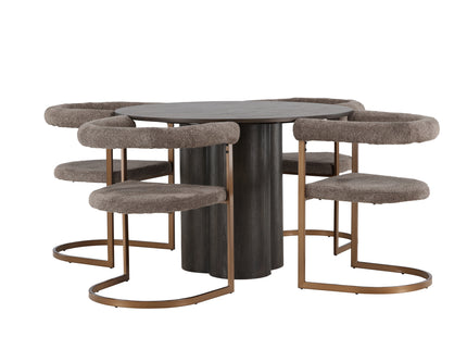 Venture Home Olivia & Morning Runda Matbord ⌀110 Mocca + Matstolar 2-pack Brun