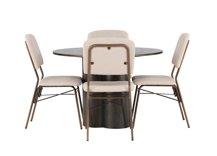 Venture Home Olivia & Seda Runda Matbord ⌀110 Mocca + Matstolar 2-pack Beige