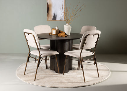 Venture Home Olivia & Seda Runda Matbord ⌀110 Mocca + Matstolar 2-pack Beige