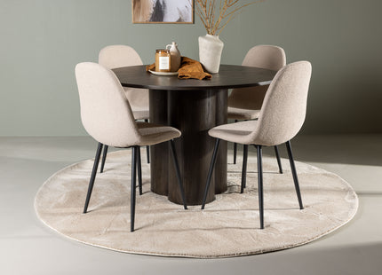 Venture Home Olivia & Polar Runda Matbord ⌀110 Mocca + Matstolar 2-pack Beige